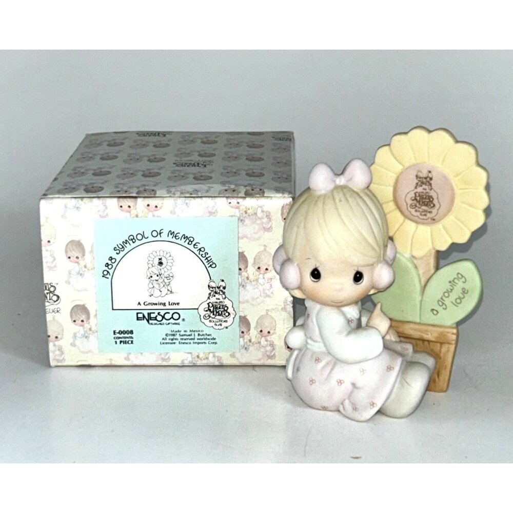Precious Moments A Growing Love 1988 Membership Girl with Flower Pot Figurine